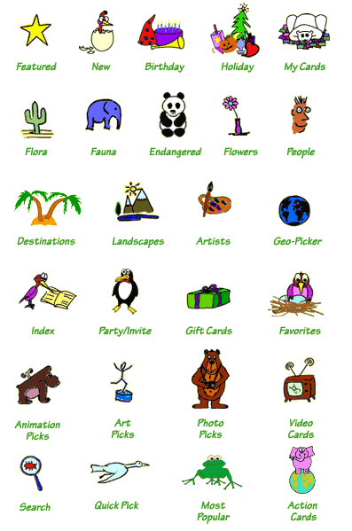 E-Cards Card Categories